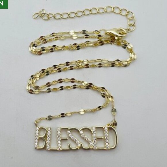 Sterling Silver Gold Tone BLESSED Necklace - Picture 1 of 7
